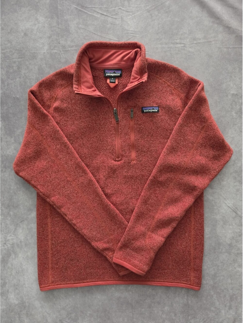 SKU0287 Patagonia Better Sweater Mens Small Red/Rust Quarter Zip Fleece Pullover